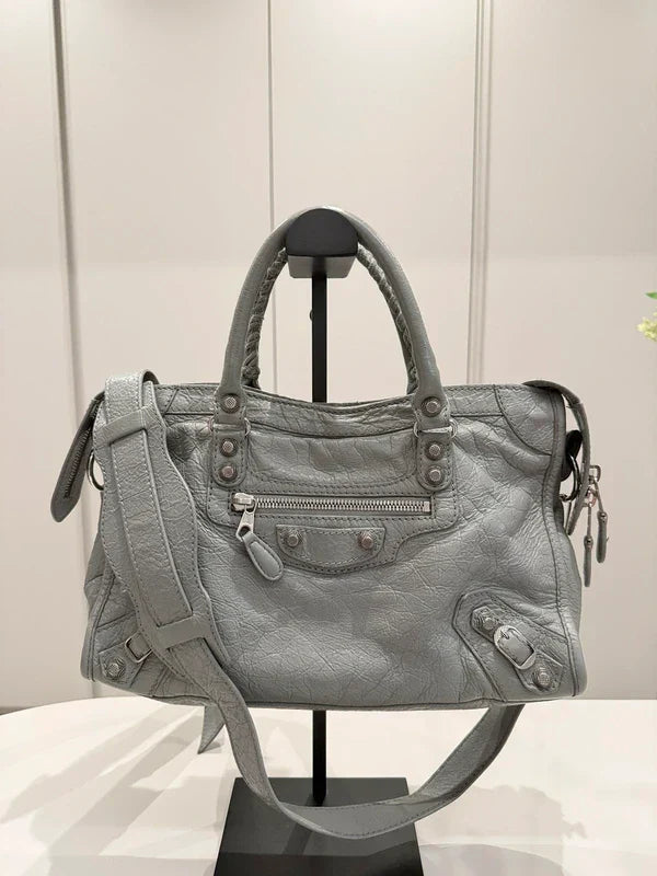 Balenciaga grey city leather handbag.